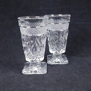 Set Of 2 Imperial Cape Cod Clear Square Footed Juice Glasses Vintage 5.25" High